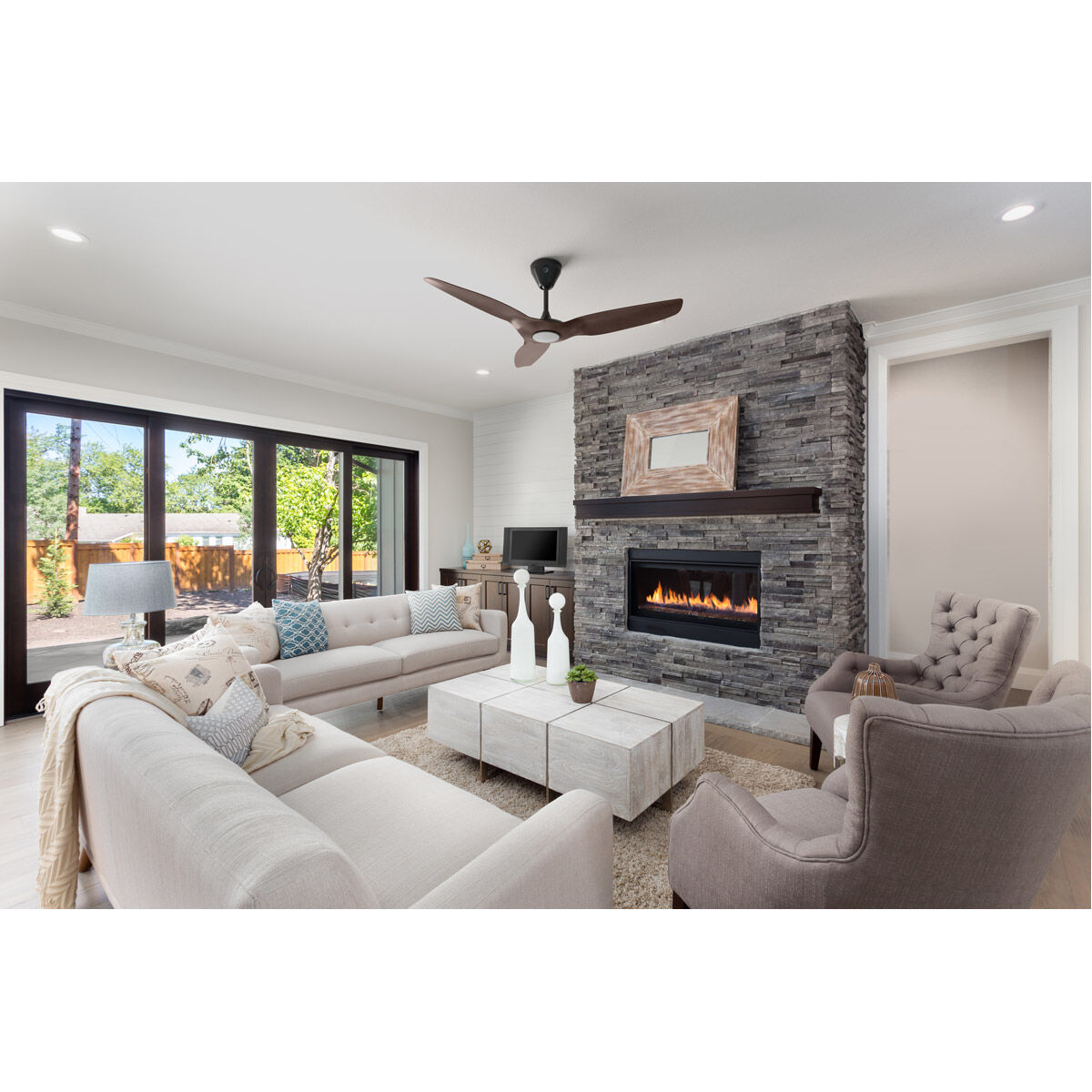 Haiku L 52 inch Black with Cocoa Bamboo Blades Indoor Ceiling Fan in Bamboo Cocoa, Universal Mount